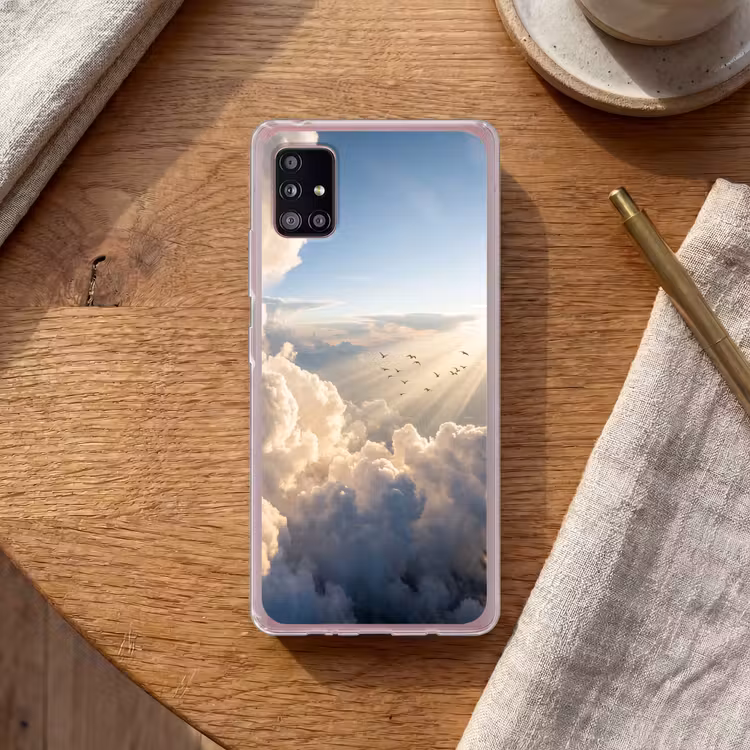 Wolken - Zonnestralen - Natuur - Wit Telefoonhoesje Samsung Galaxy A51 5G klein -sfeer1