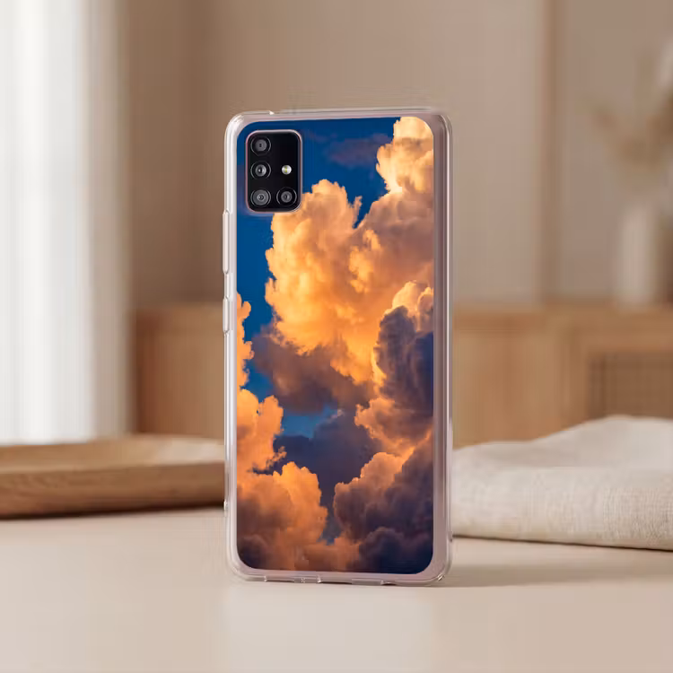 Wolken - Zonsondergang - Natuur - Oranje - Blauw Telefoonhoesje Samsung Galaxy A51 5G klein -sfeer2