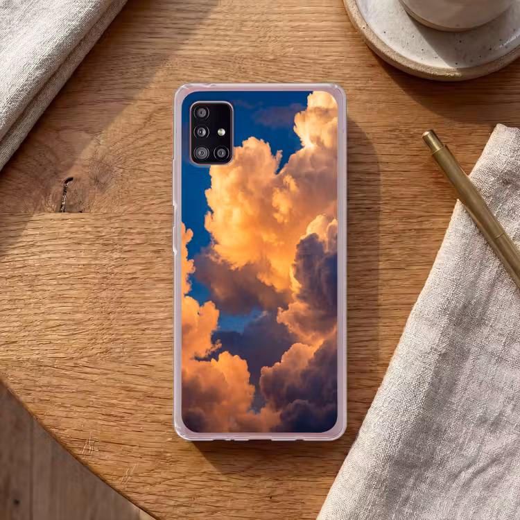 Wolken - Zonsondergang - Natuur - Oranje - Blauw Telefoonhoesje Samsung Galaxy A51 5G klein -sfeer1
