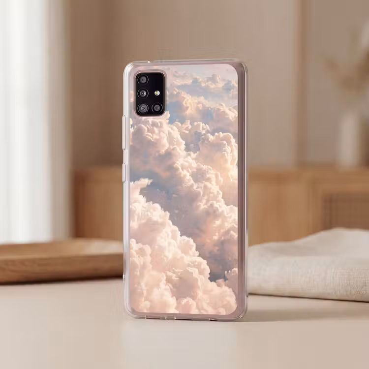 Wolken - Zonsondergang - Natuur - Pastel - Roze Telefoonhoesje Samsung Galaxy A51 5G klein -sfeer2