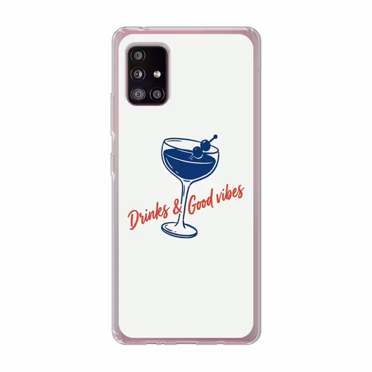 Cocktail - Glas - Illustratie - Blauw - Wit Telefoonhoesje Samsung Galaxy A51 5G klein -3d