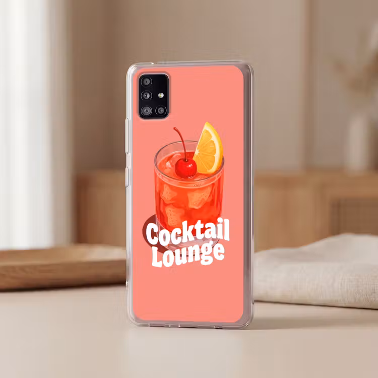 Cocktail Lounge - Glas - Koraal Telefoonhoesje Samsung Galaxy A51 5G klein -sfeer2