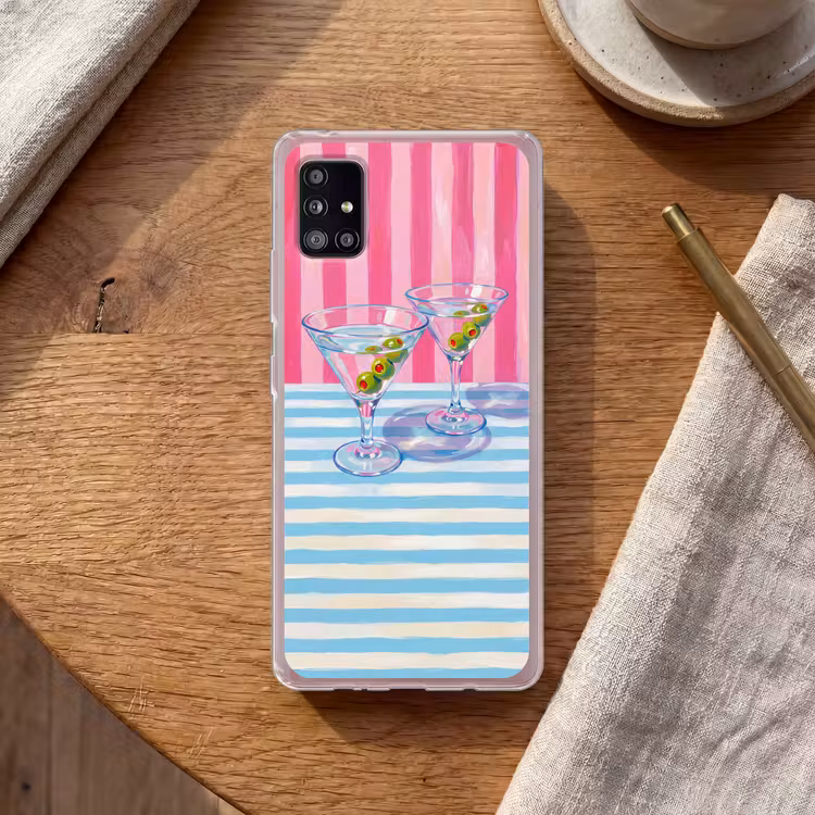Cocktail - Olijven - Kunst - Modern - Roze Telefoonhoesje Samsung Galaxy A51 5G klein -sfeer1