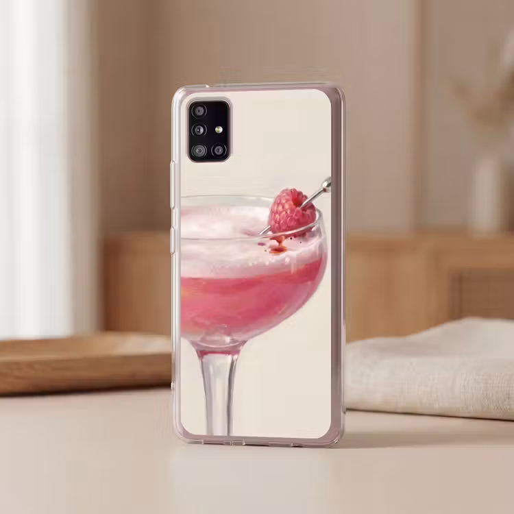Cocktail - Framboos - Drank - Modern - Roze Telefoonhoesje Samsung Galaxy A51 5G klein -sfeer2