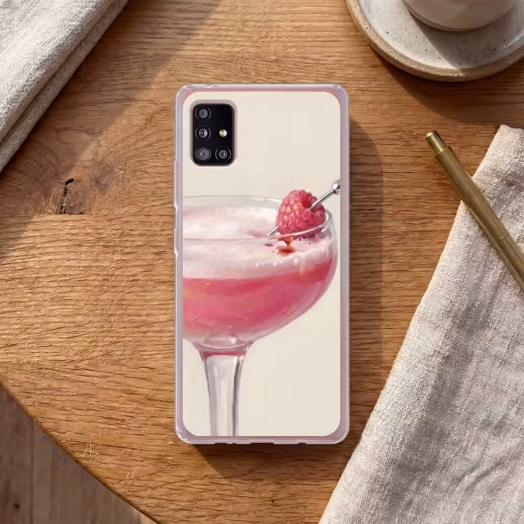 Cocktail - Framboos - Drank - Modern - Roze Telefoonhoesje Samsung Galaxy A51 5G klein -sfeer1