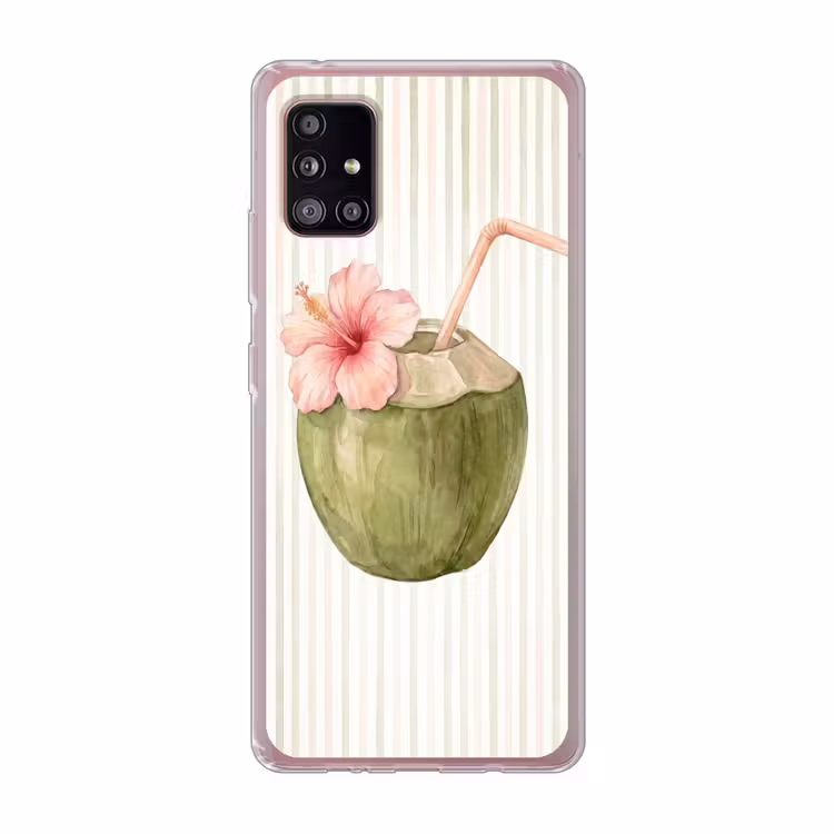 Kokosnoot - Drank - Tropisch - Illustratie - Zomer Telefoonhoesje Samsung Galaxy A51 5G klein -3d