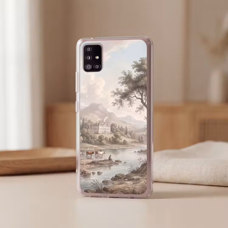Landhuis - Rivier - Vee Telefoonhoesje Samsung Galaxy A51 5G klein -sfeer2