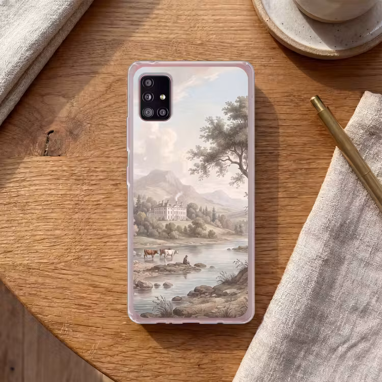 Landhuis - Rivier - Vee Telefoonhoesje Samsung Galaxy A51 5G klein -sfeer1