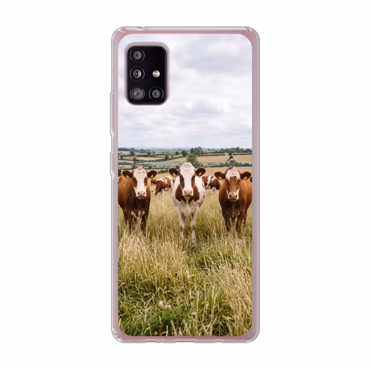 Koeien - Portret - Weide - Boerderij - Nieuwsgierig Telefoonhoesje Samsung Galaxy A51 5G klein -3d