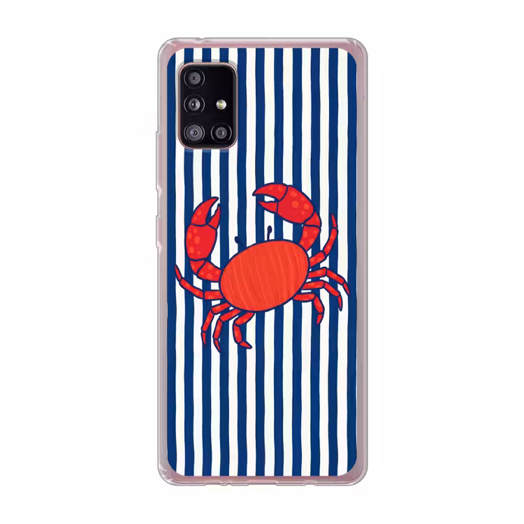 Krab - Strepen - Zeeleven - Illustratie - Rood Telefoonhoesje Samsung Galaxy A51 5G klein -3d