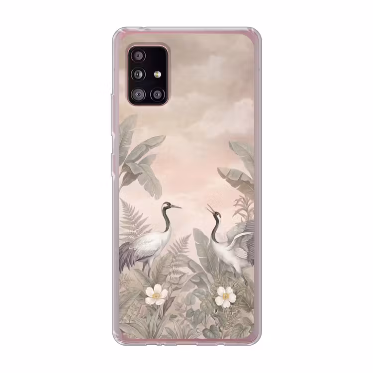 Kraanvogels - Natuur - Roze Telefoonhoesje Samsung Galaxy A51 5G klein -3d