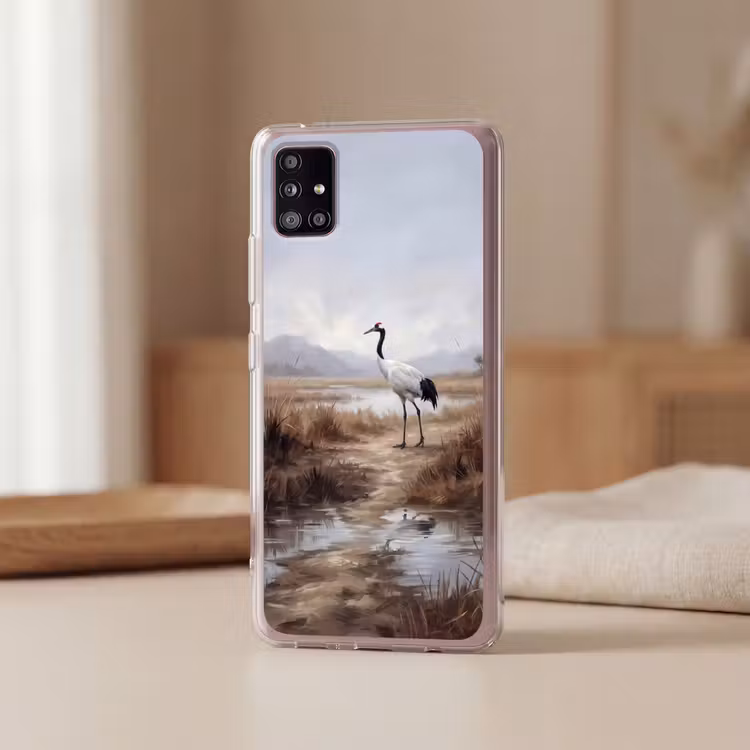 Kraanvogel - Natuur - Realistisch Telefoonhoesje Samsung Galaxy A51 5G klein -sfeer2