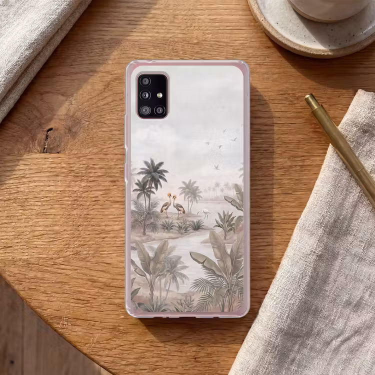 Kraanvogels - Palmbomen - Tropisch Telefoonhoesje Samsung Galaxy A51 5G klein -sfeer1