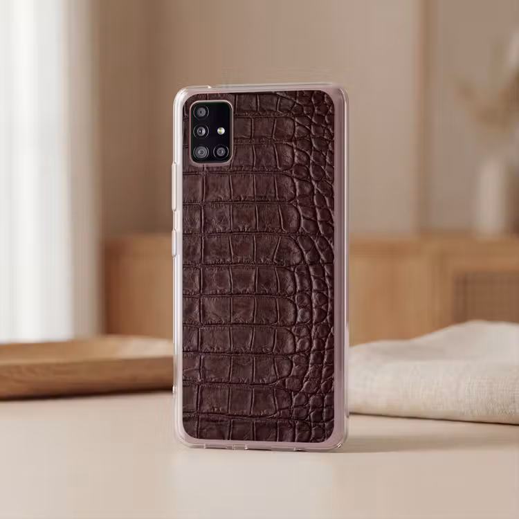 Krokodil - Leer - Bruin Telefoonhoesje Samsung Galaxy A51 5G klein -sfeer2