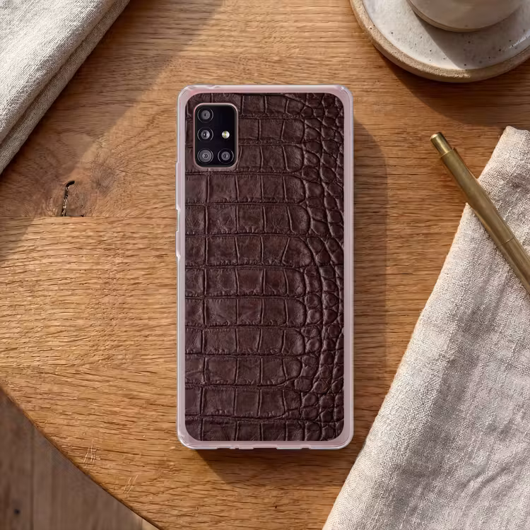 Krokodil - Leer - Bruin Telefoonhoesje Samsung Galaxy A51 5G klein -sfeer1
