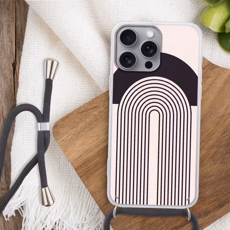Phone case crossbody - Abstract - Arch - Modern - Abstract - Boog - Modern Hoesje iPhone 16 Pro Max met koord klein