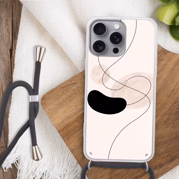 Phone case crossbody - Abstract - Forms - Art - Abstract - Vormen - Kunst Hoesje iPhone 16 Pro Max met koord klein