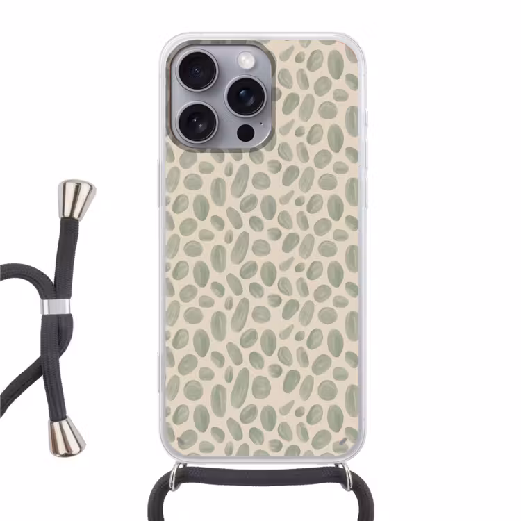 Abstract - Patroon - Organisch - Groen - Modern Hoesje iPhone 16 Pro Max met koord klein -3d