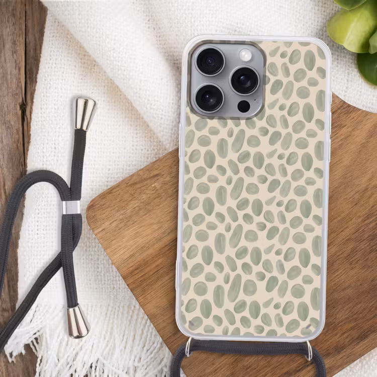 Abstract - Patroon - Organisch - Groen - Modern Hoesje iPhone 16 Pro Max met koord klein -sfeer4