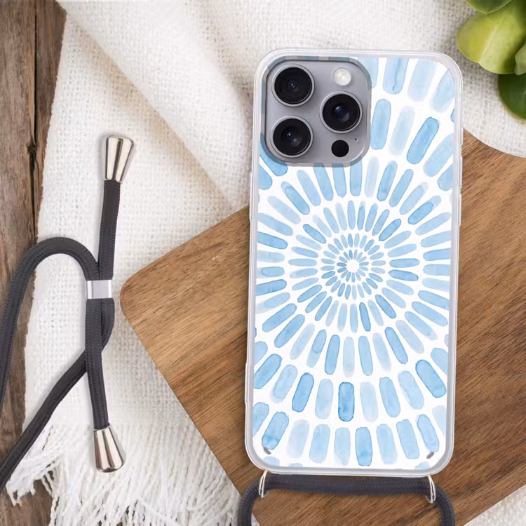 Abstract - Vormen - Kunst - Aquarel - Blauw Hoesje iPhone 16 Pro Max met koord klein -sfeer4