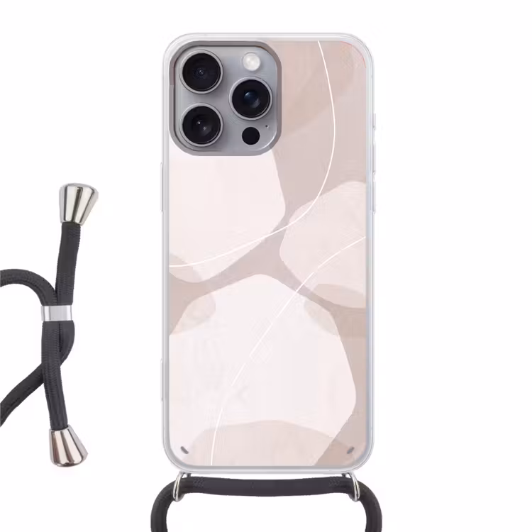 Phone case crossbody - Abstract - Shapes - Beige - Abstract - Vormen - Beige Hoesje iPhone 16 Pro Max met koord klein