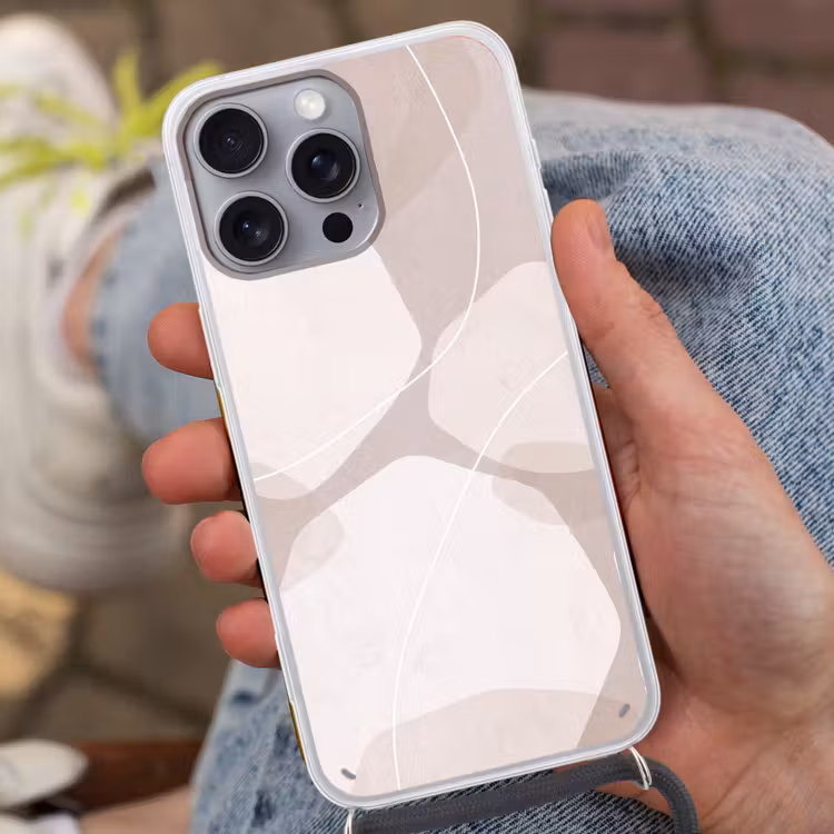 Phone case crossbody - Abstract - Shapes - Beige - Abstract - Vormen - Beige Hoesje iPhone 16 Pro Max met koord klein