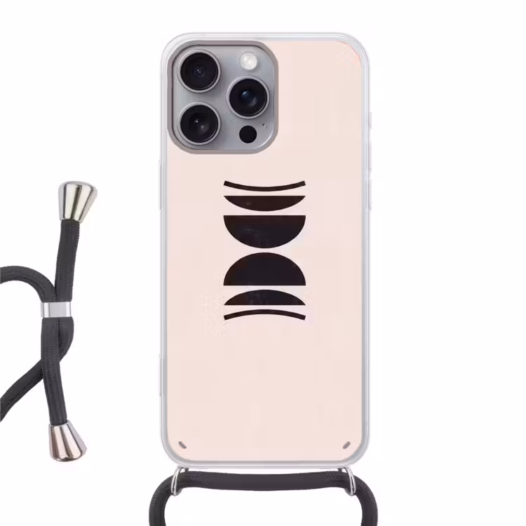 Phone case crossbody - Abstract - Shapes - Black - Abstract - Vormen - Zwart Hoesje iPhone 16 Pro Max met koord klein