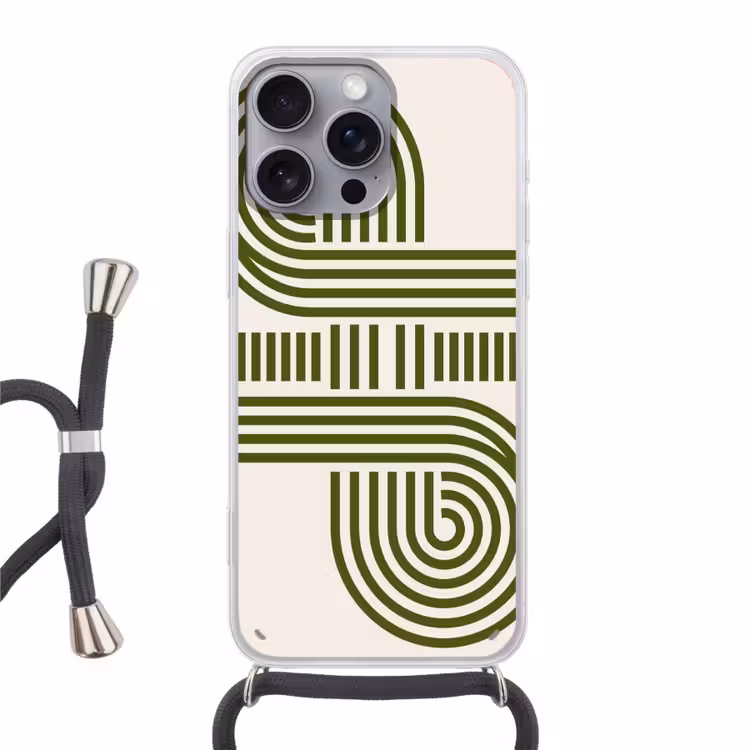 Abstract - Vormen - Modern - Groen Hoesje iPhone 16 Pro Max met koord klein -3d