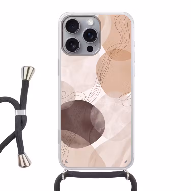 Phone case crossbody - Abstraction - Beige - Modern - Abstractie - Beige - Modern Hoesje iPhone 16 Pro Max met koord klein
