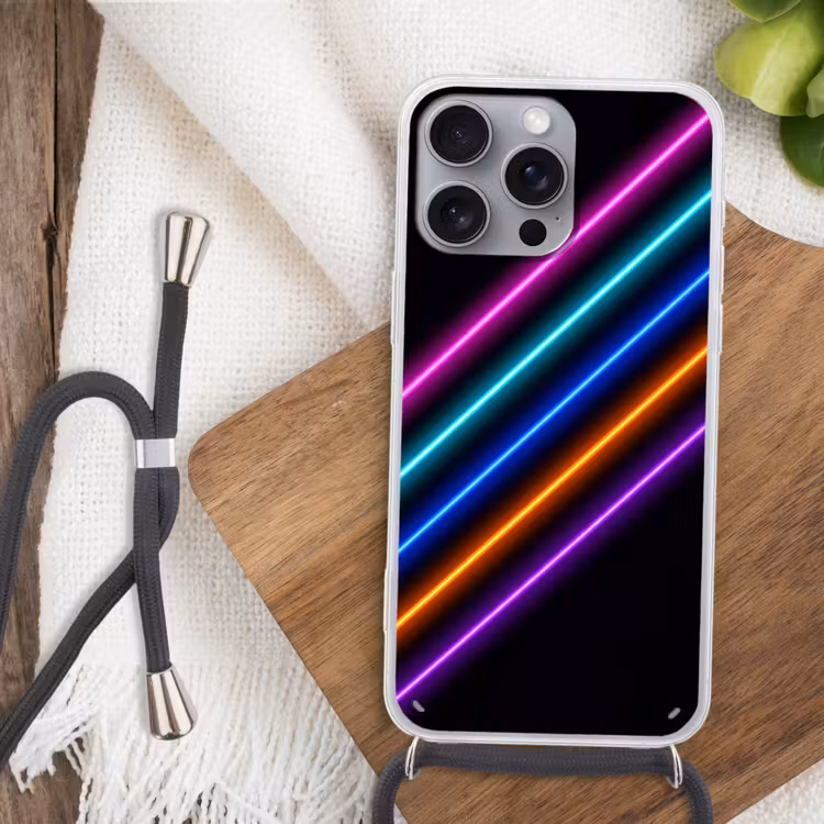 Esthetiek - Retro - Neon Hoesje iPhone 16 Pro Max met koord klein -sfeer4