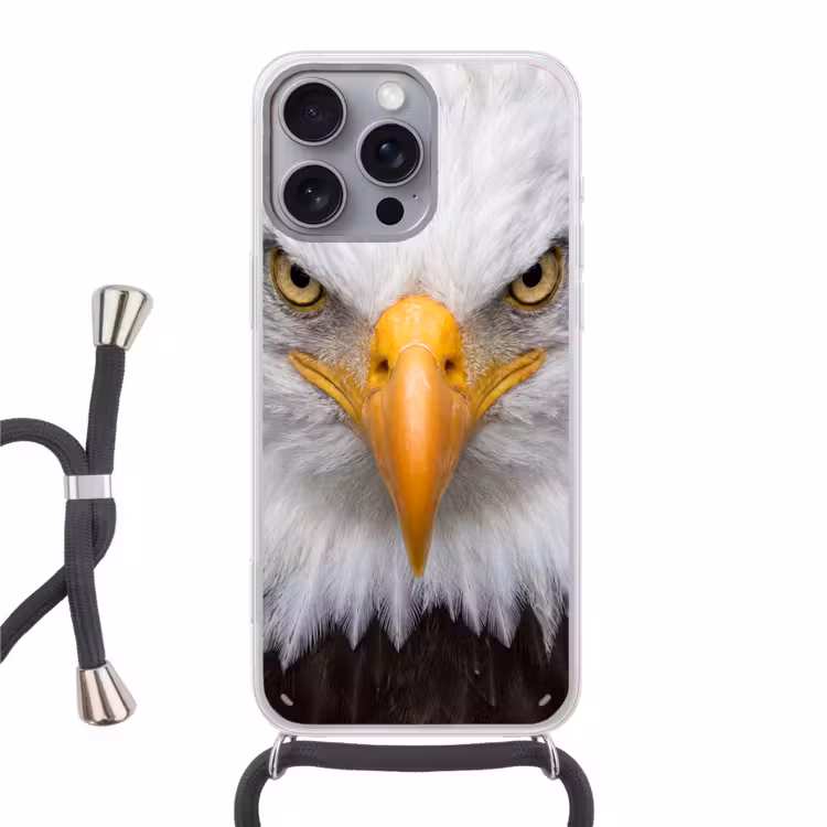 Amerikaans - Zeearend - Portret - Geel Hoesje iPhone 16 Pro Max met koord klein -3d