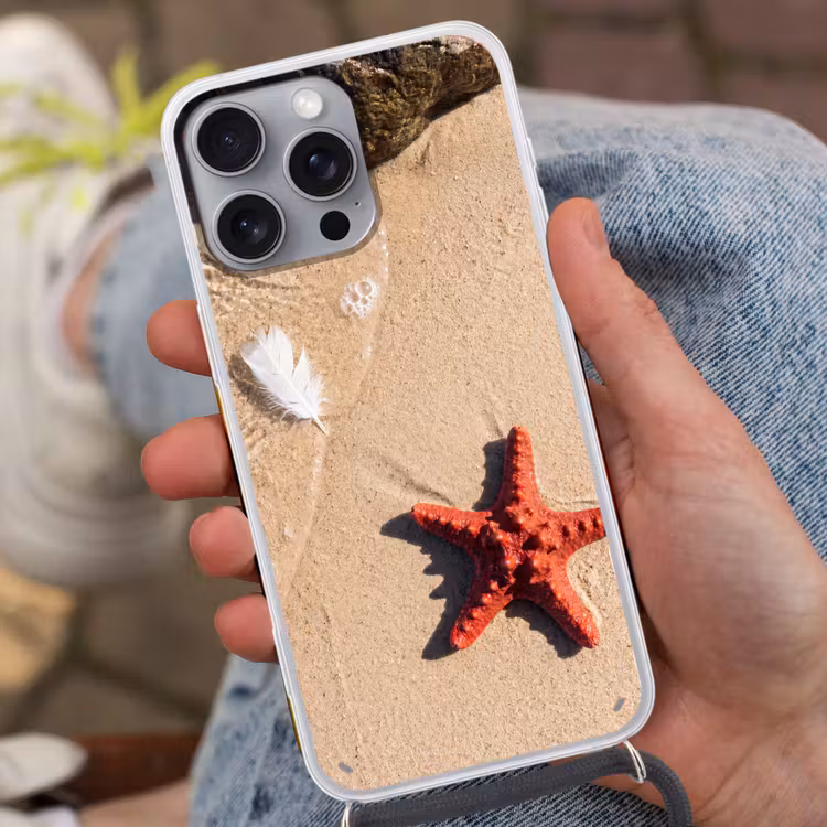 Dieren - Strand - Zee - Natuur - Rood Hoesje iPhone 16 Pro Max met koord klein -sfeer3