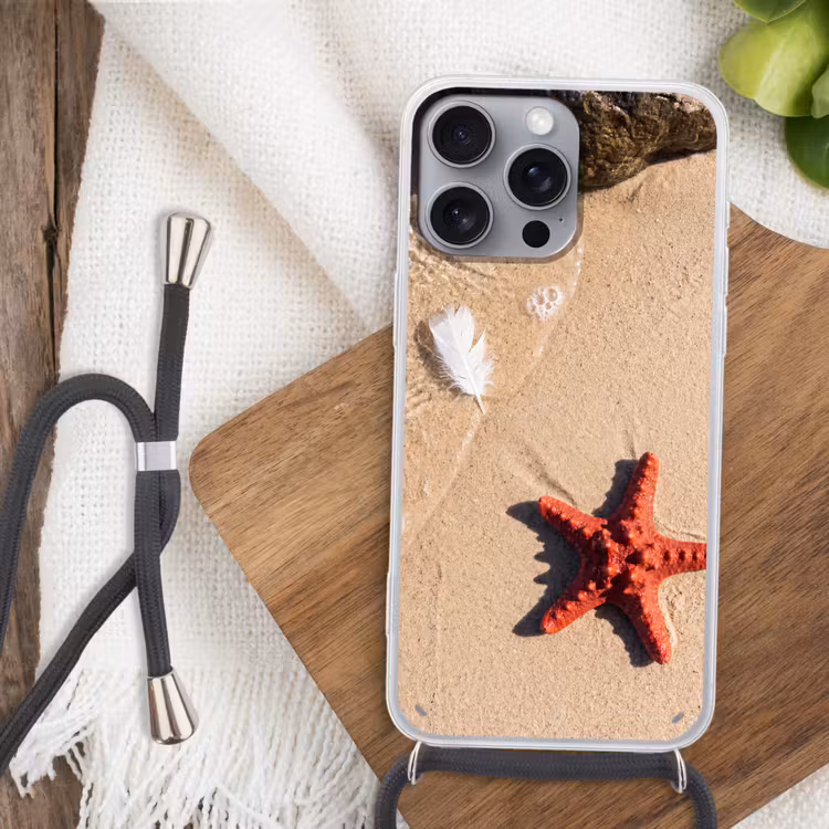 Dieren - Strand - Zee - Natuur - Rood Hoesje iPhone 16 Pro Max met koord klein -sfeer4
