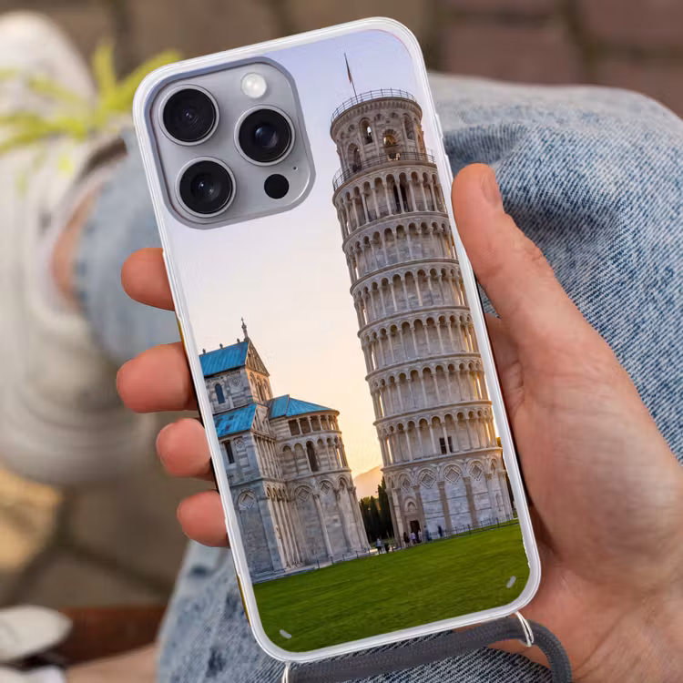 Architectuur - Toren - Pisa - Italië - Zonsondergang Hoesje iPhone 16 Pro Max met koord klein -sfeer3