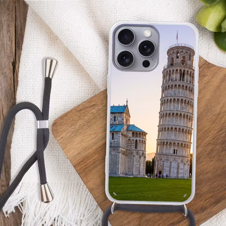 Architectuur - Toren - Pisa - Italië - Zonsondergang Hoesje iPhone 16 Pro Max met koord klein -sfeer4