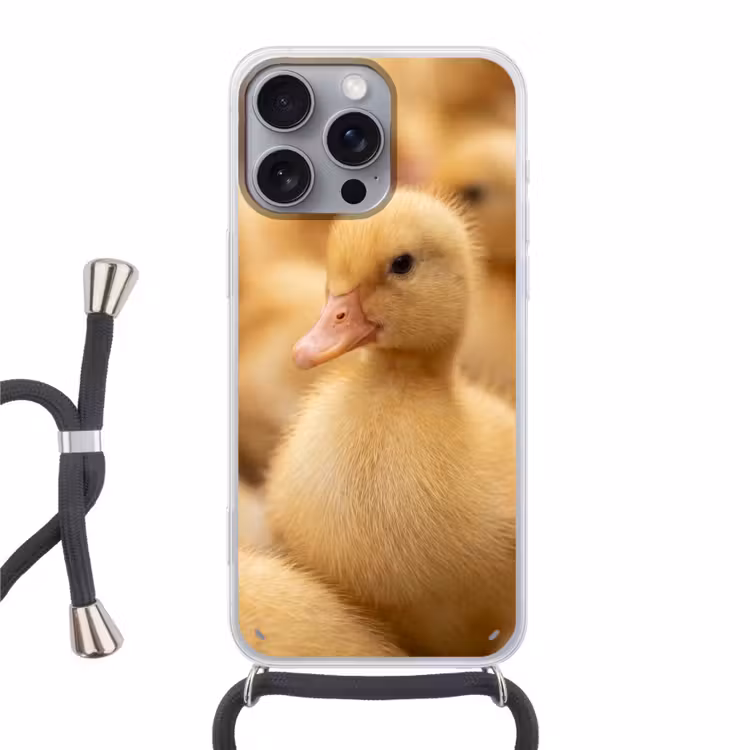 Pijltje - Eend - Natuur - Geel Hoesje iPhone 16 Pro Max met koord klein -3d