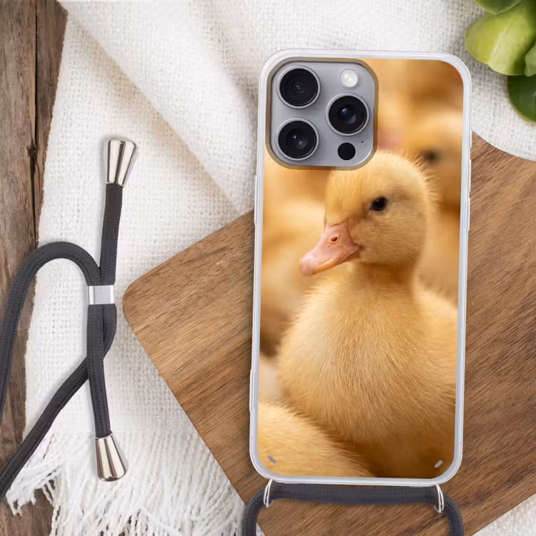 Pijltje - Eend - Natuur - Geel Hoesje iPhone 16 Pro Max met koord klein -sfeer4