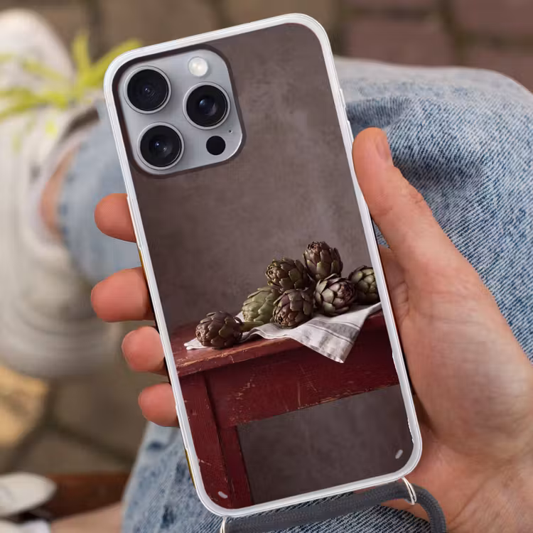 Phone case crossbody - Artichoke - Food - Rustic - Artisjok - Eten - Rustiek Hoesje iPhone 16 Pro Max met koord klein