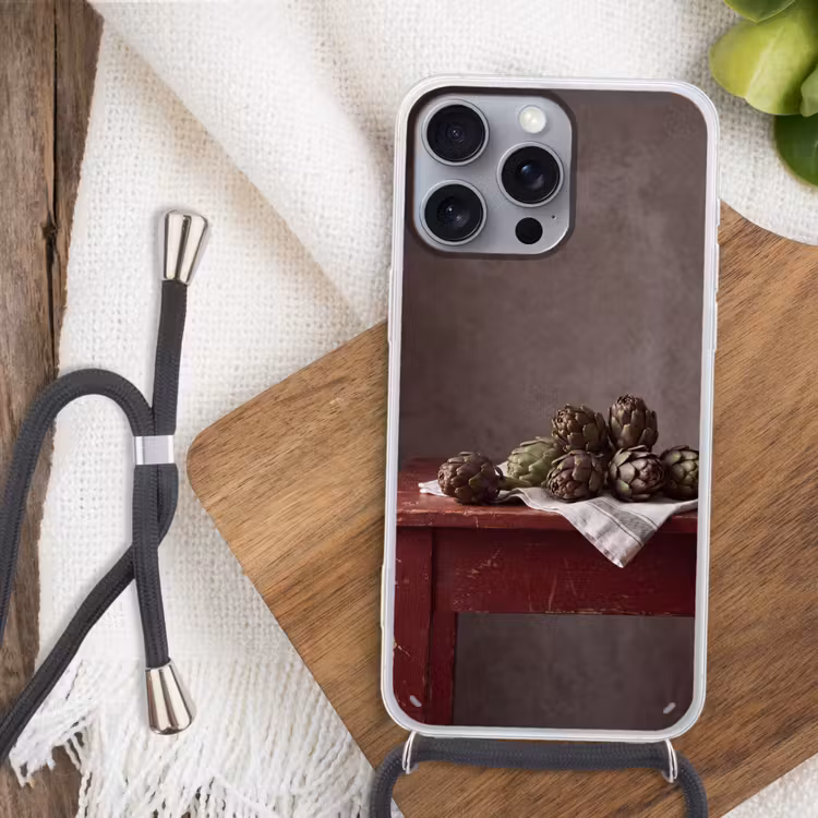 Phone case crossbody - Artichoke - Food - Rustic - Artisjok - Eten - Rustiek Hoesje iPhone 16 Pro Max met koord klein