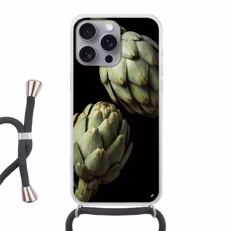 Phone case crossbody - Artichoke - Green - Food - Artisjok - Groen - Eten Hoesje iPhone 16 Pro Max met koord klein