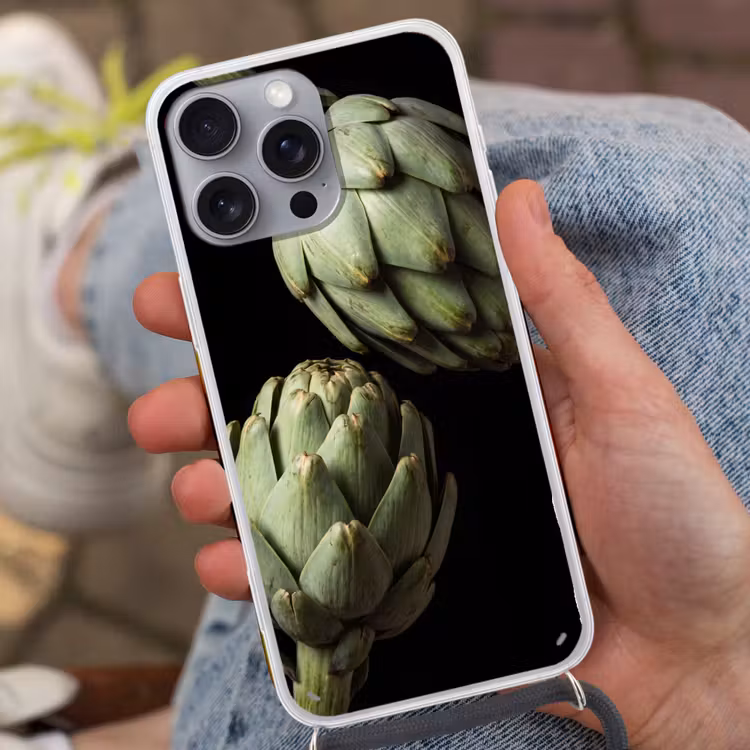 Phone case crossbody - Artichoke - Green - Food - Artisjok - Groen - Eten Hoesje iPhone 16 Pro Max met koord klein