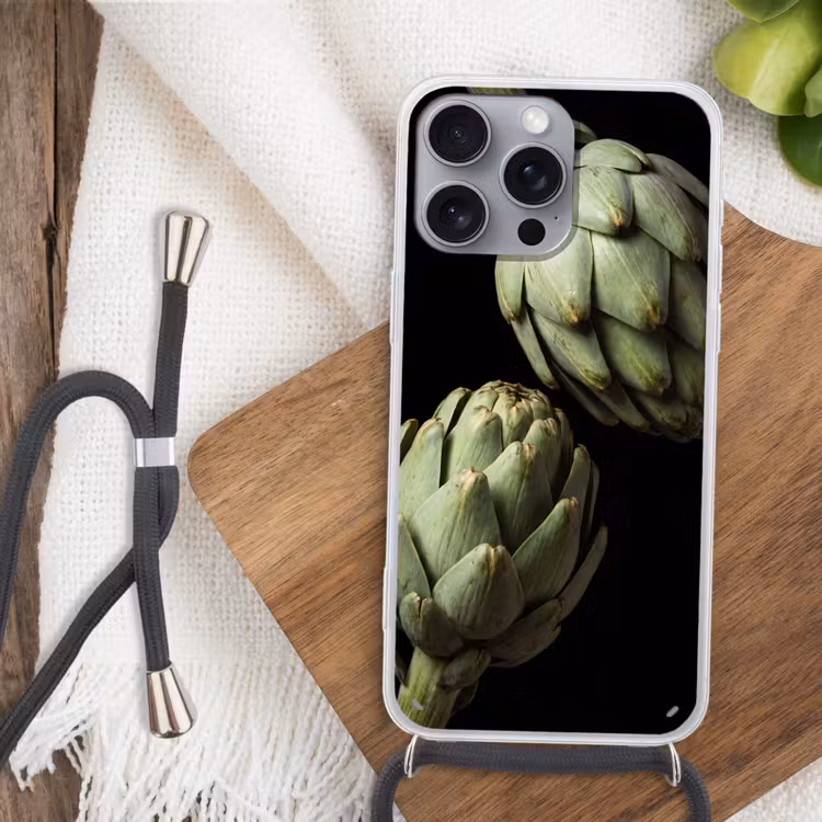 Phone case crossbody - Artichoke - Green - Food - Artisjok - Groen - Eten Hoesje iPhone 16 Pro Max met koord klein