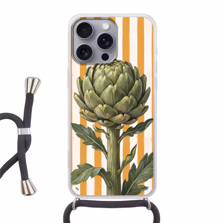 Phone case crossbody - Artichoke - Modern - Vegetable - Artisjok - Modern - Groente Hoesje iPhone 16 Pro Max met koord klein