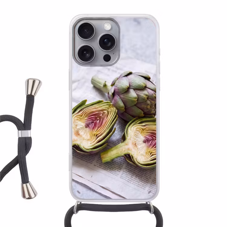 Phone case crossbody - Artichoke - Sliced - Food - Artisjok - Doorgesneden - Eten Hoesje iPhone 16 Pro Max met koord klein