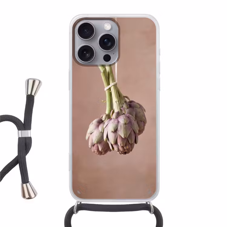 Phone case crossbody - Artichokes - Hanging - Vegetables - Artisjokken - Hangend - Groenten Hoesje iPhone 16 Pro Max met koord klein