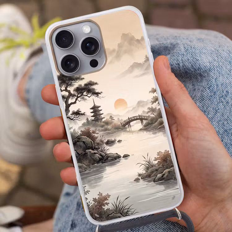 Azië - Landschap - Kleurrijk Hoesje iPhone 16 Pro Max met koord klein -sfeer3