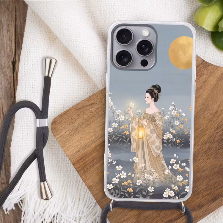 Aziatisch - Vrouw - Kimono Hoesje iPhone 16 Pro Max met koord klein -sfeer4