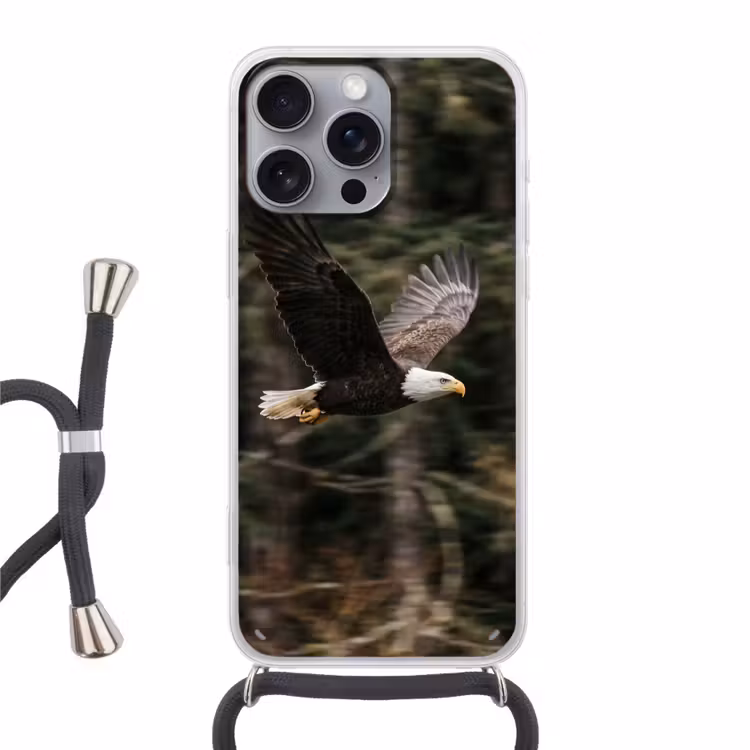 Zeearend - Vliegen - Bos - Natuur Hoesje iPhone 16 Pro Max met koord klein -3d