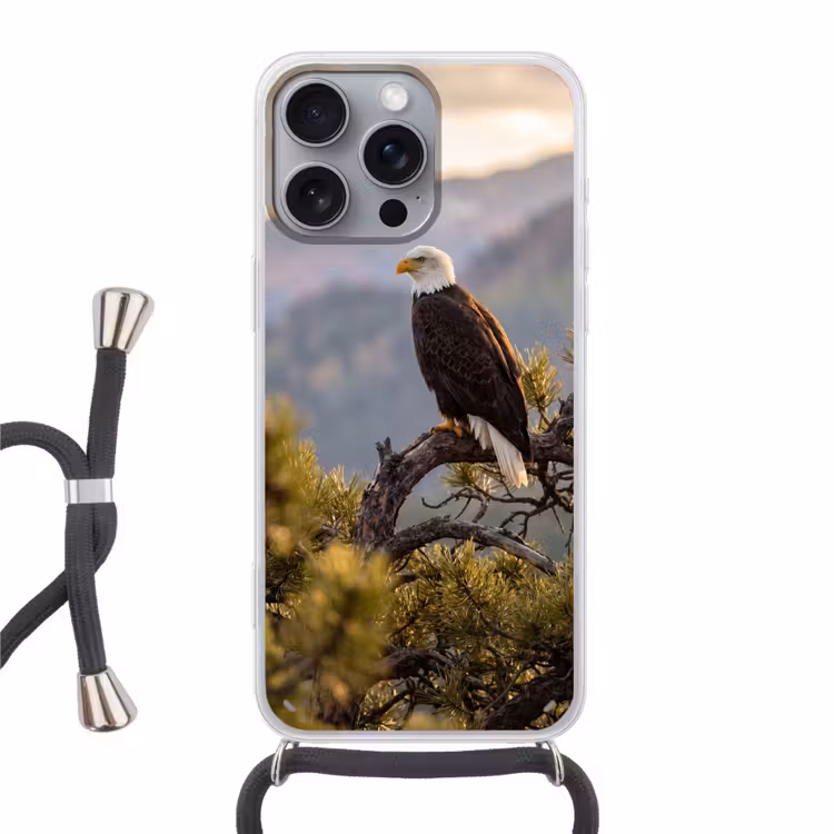 Zeearend - Boom - Bergen - Groen Hoesje iPhone 16 Pro Max met koord klein -3d