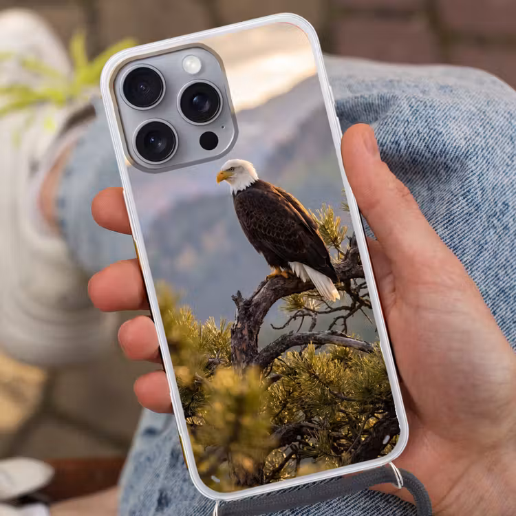 Zeearend - Boom - Bergen - Groen Hoesje iPhone 16 Pro Max met koord klein -sfeer3